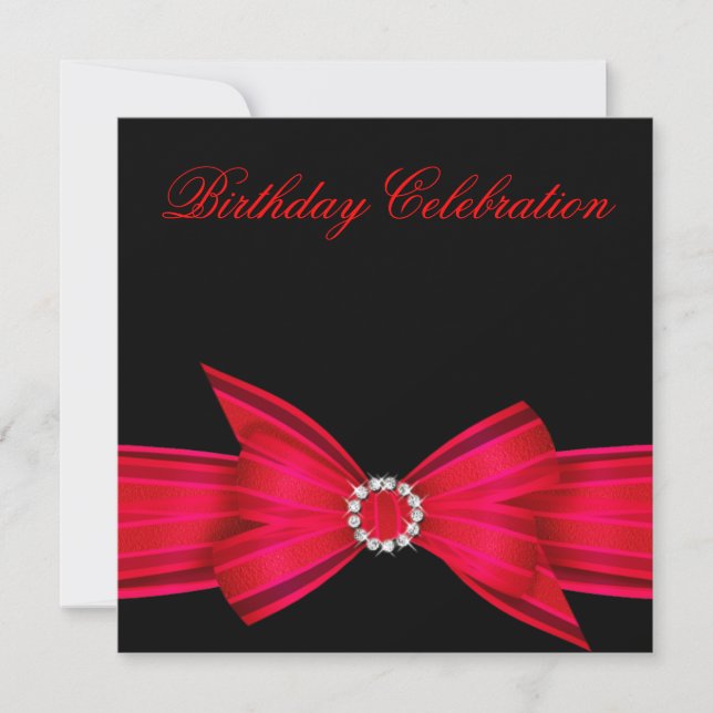 Invitation Fête d'anniversaire élégante et riche en rouge (Devant)