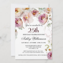 Fête d'anniversaire élégante florale rose sauvage