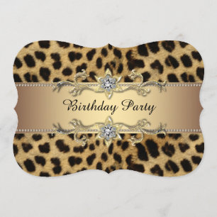 Invitation Fête d'anniversaire élégante Léopard doré
