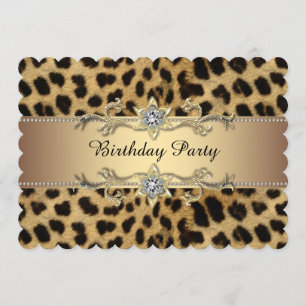 Invitation Fête d'anniversaire élégante Léopard doré