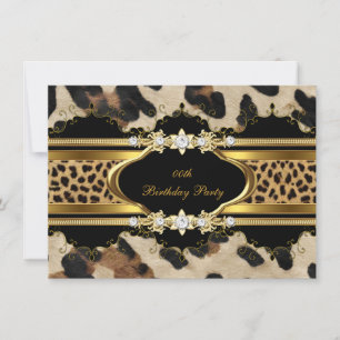 Invitation Fête d'anniversaire élégante Léopard doré Animal