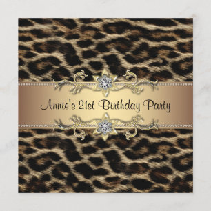 Invitation Fête d'anniversaire élégante léopard pour femme 21