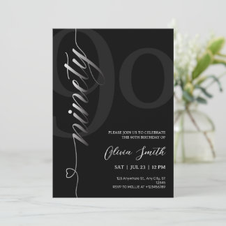 Invitation Fête d'anniversaire élégante moderne noire pour le