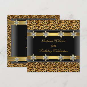 Invitation Fête d'anniversaire élégante or et noir pour les 5