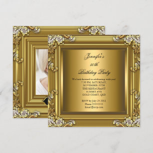 Invitation Fête d'anniversaire élégante or noir 50 ans