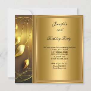 Invitation Fête d'anniversaire élégante or noir 50 ans