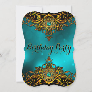 Invitation Fête d'anniversaire élégante perle or jade sarcell