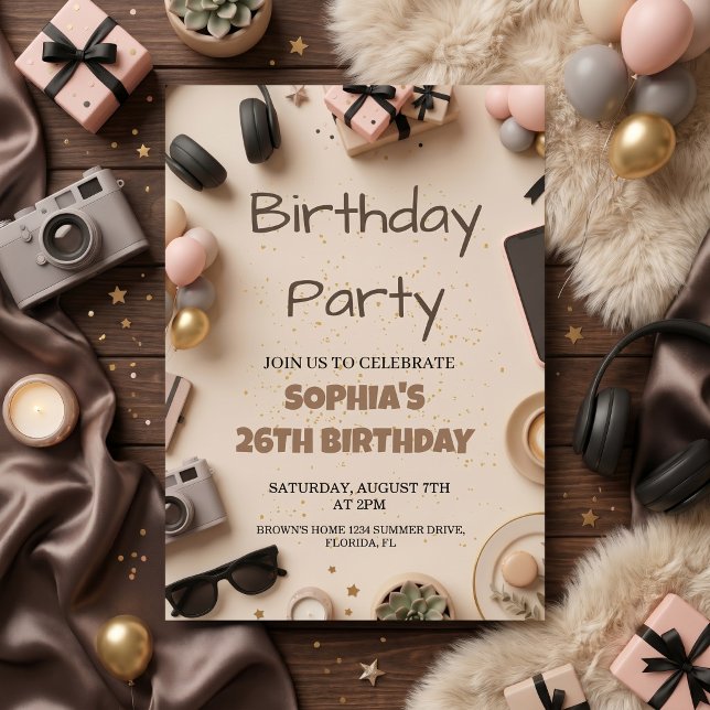 Invitation Fête d'anniversaire élégante pour adultes (Créateur téléchargé)