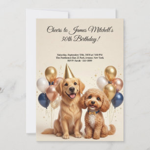 Invitation Fête d'anniversaire élégante pour amateur de chien