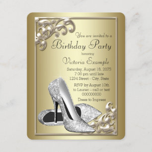 Invitation Fête d'anniversaire élégante pour femme en ivoire 