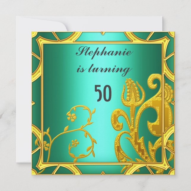 Invitation Fête d'anniversaire élégante pour femmes Vert sarc (Devant)