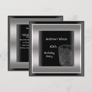 Invitation Fête d'anniversaire élégante pour homme de 40 ans 