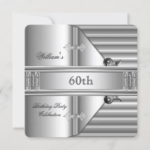 Invitation Fête d'anniversaire élégante pour homme en métal a