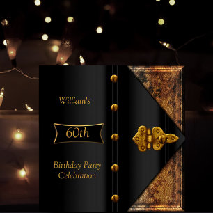 Invitation Fête d'anniversaire élégante pour homme en or roui