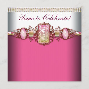 Invitation Fête d'anniversaire élégante rose et or