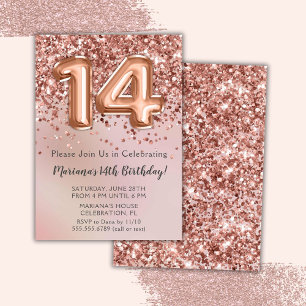 Invitation Fête d'anniversaire élégante Rose Gold pour une fi
