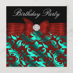 Invitation Fête d'anniversaire élégante rouge canneberge sarc
