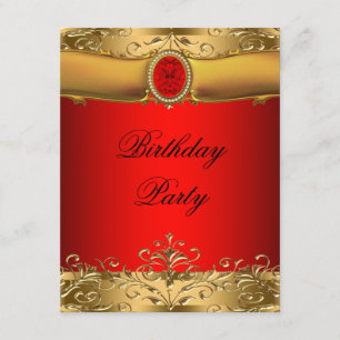 Invitation Fête d'anniversaire élégante rouge et or