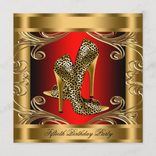 Invitation Fête d'anniversaire élégante rouge, noire et or