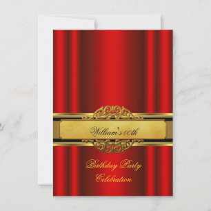 Invitation Fête d'anniversaire élégante rouge or hommes femme