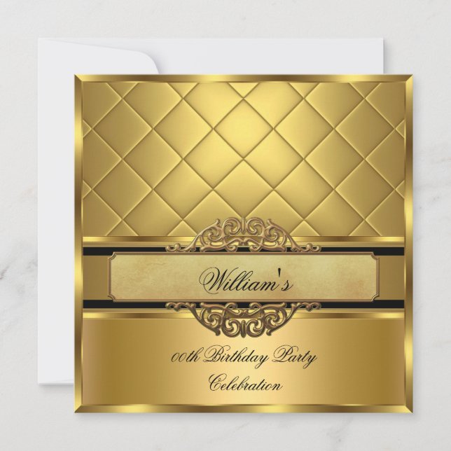 Invitation Fête d'anniversaire élégante royale en or (Devant)