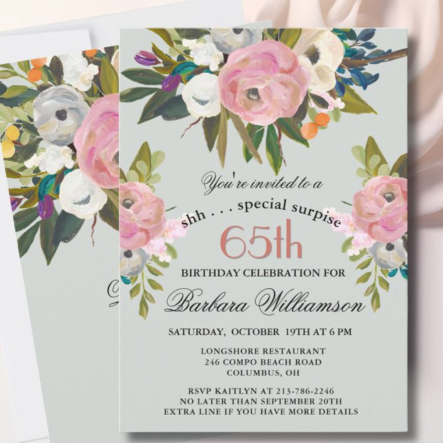 Invitation Fête d'anniversaire élégante SURPRISE peinte à la  (Créateur téléchargé)