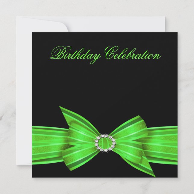 Invitation Fête d'anniversaire élégante vert citron (Devant)