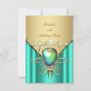 Invitation Fête d'anniversaire élégante verte émeraude jade o