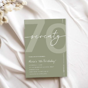 Invitation Fête d'anniversaire élégante verte sauge pour les