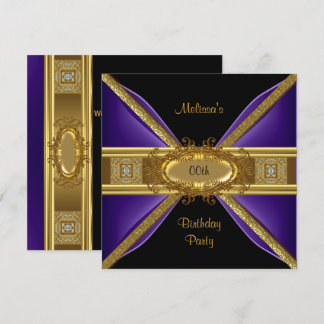 Invitation Fête d'anniversaire élégante violet noir or