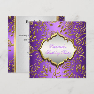 Invitation Fête d'anniversaire élégante violet or