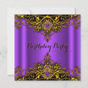 Invitation Fête d'anniversaire élégante Violet Or Elite