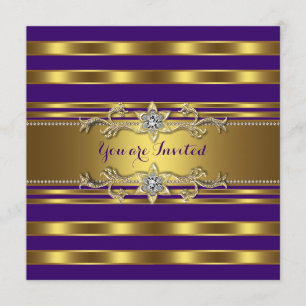 Invitation Fête d'anniversaire élégante violette et or