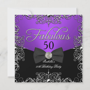 Invitation Fête d'anniversaire élégante violette Fabulous 50
