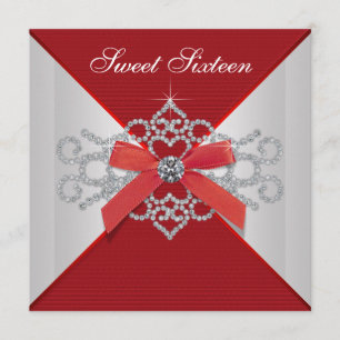Invitation Fête d'anniversaire élégants diamants rouges