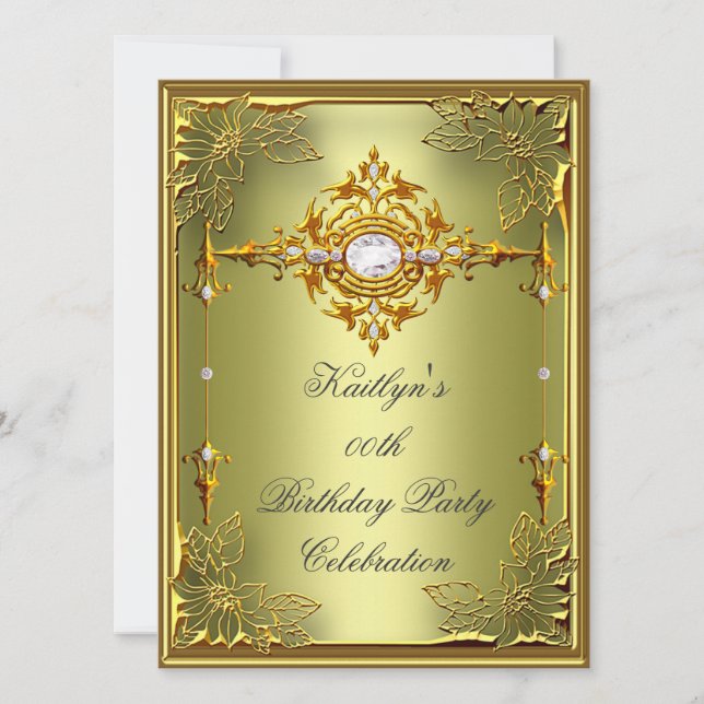Invitation Fête d'anniversaire Elite Avocat Vert Or Doré 2 (Devant)
