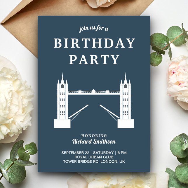 Invitation Fête d'anniversaire emblématique du Tower Bridge d (Créateur téléchargé)