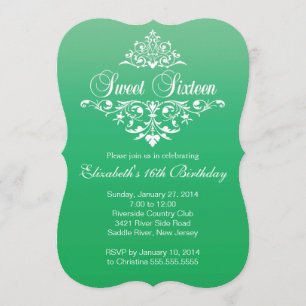 Invitation Fête d'anniversaire Emerald Green Sweet sixteen
