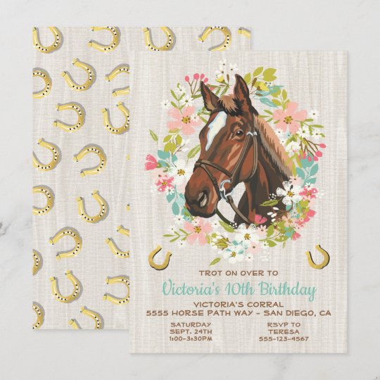Invitation Fete D Anniversaire En Fer A Cheval D Or De Cheval Zazzle Fr