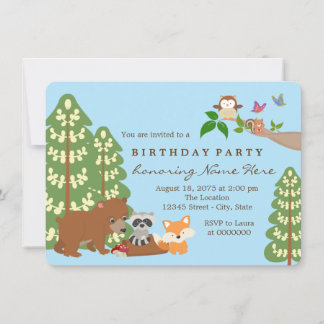 Invitation Fête d'anniversaire en forêt