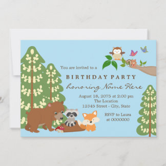 Invitation Fête d'anniversaire en forêt