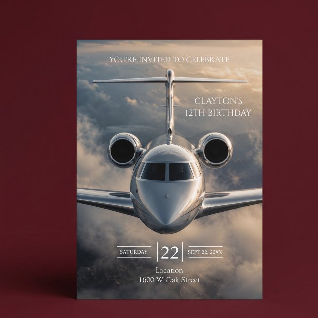 Invitation Fête d'anniversaire en jet privé de luxe exécutif (Créateur téléchargé)