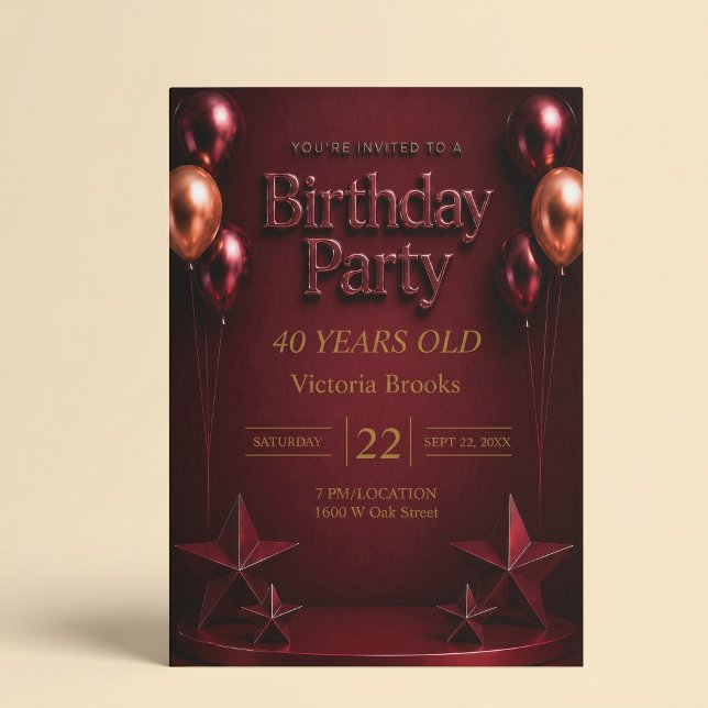 Invitation Fête d'anniversaire en montgolfière de luxe en Bou (Créateur téléchargé)
