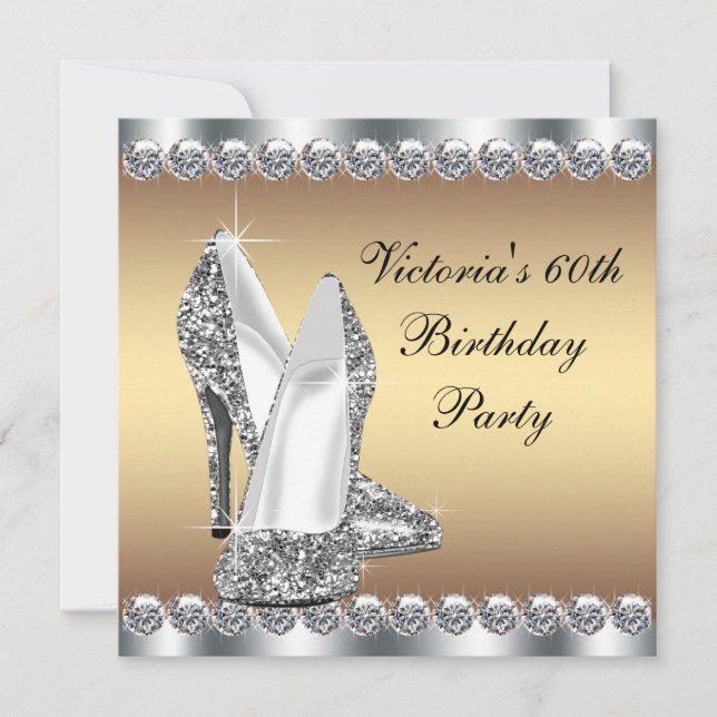 Invitation Fête d'anniversaire en or pour femme (Devant)