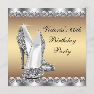 Invitation Fête d'anniversaire en or pour femme