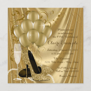Invitation Fête d'anniversaire en or pour femme Satin Glamour