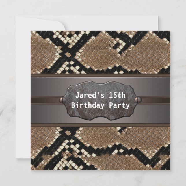 Invitation Fête d'anniversaire en peau de serpent (Devant)