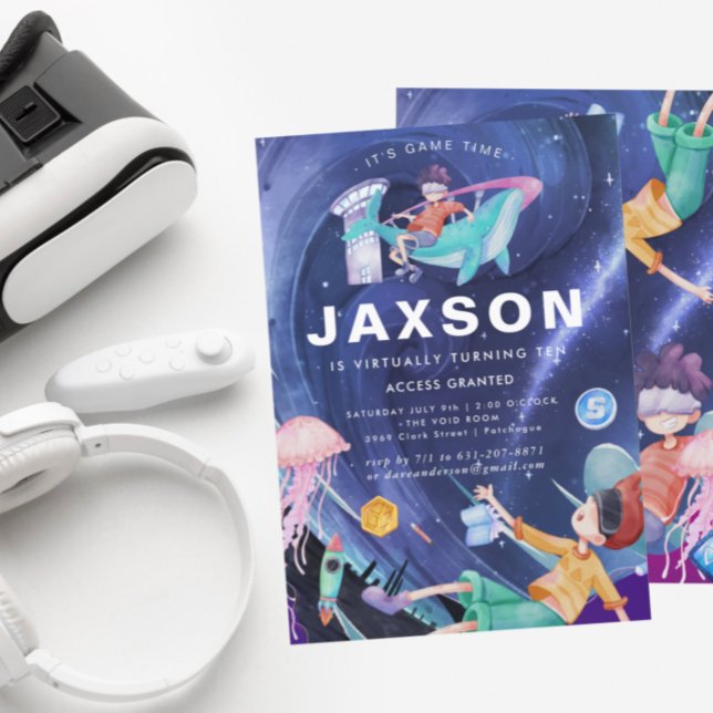 Invitation Fête d'anniversaire en réalité virtuelle (Créateur téléchargé)