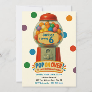 Invitation Fête d'anniversaire enfant bonbons boule de gomme