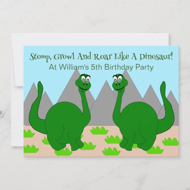 Invitation Fête d'anniversaire enfant design dinosaure (Devant)